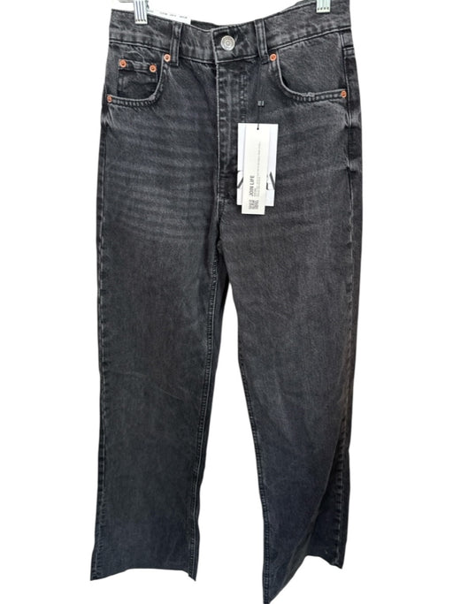 Zara Size 2 Charcoal Cotton High Waist Wide Leg Jeans Charcoal / 2