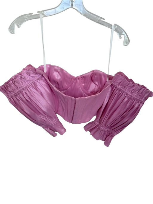 Lovers + Friends Size XS Pink Polyester Short Balloon Sleeve Corset Cropped Top Pink / XS