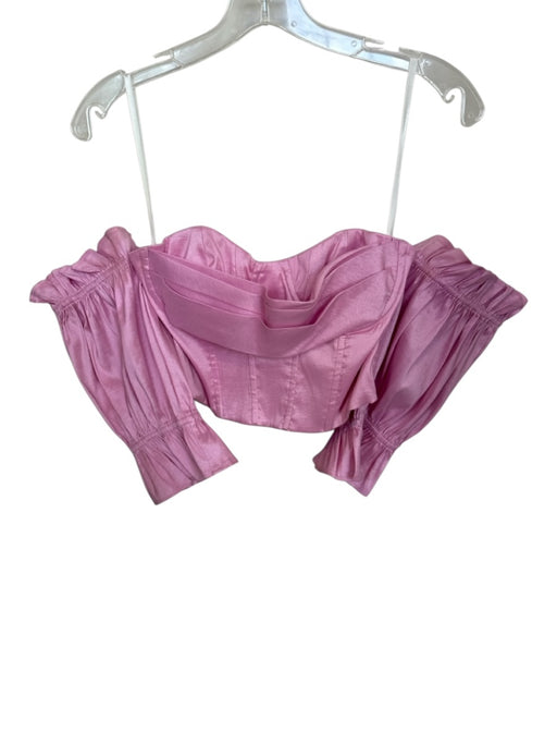 Lovers + Friends Size XS Pink Polyester Short Balloon Sleeve Corset Cropped Top Pink / XS
