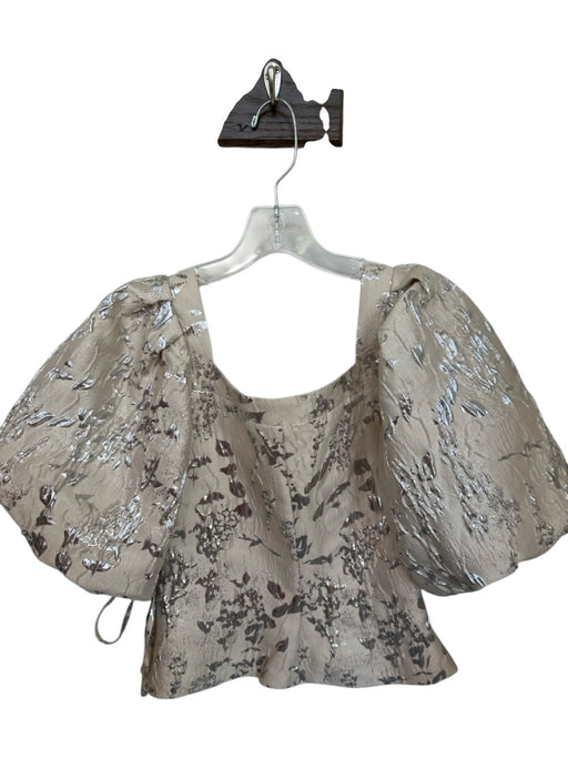 Jonathan Simkhai Size 2 Cream & Silver Polyester Blend jaquard Metallic Top Cream & Silver / 2