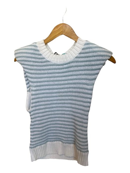 Philosophy Size 36 Blue & White Cotton Shoulder Pads Striped Knit Top Blue & White / 36