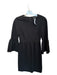 Club Monaco Size 00 Black Viscose Blend Long Bell Sleeve Back Zip Dress Black / 00