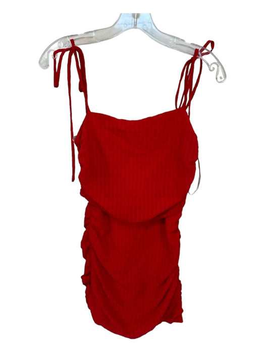 Lovers + Friends Size XS Red Polyester Spaghetti Strap Gathered Side Dress Red / XS