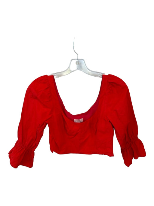 Camila Coelho Size XS Tomato Cotton Long Sleeve Cropped Top Tomato / XS