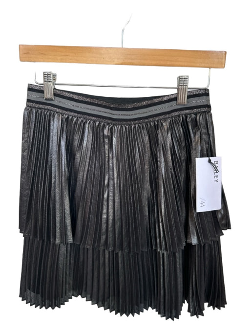 Bailey 44 Size 2 Silver & Black Polyester Elastic Waist Accordion Mini Skirt Silver & Black / 2