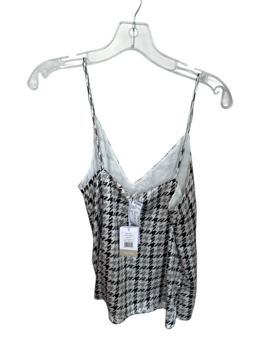 Cami NYC Size XS Black, White & Gray Silk Spaghetti Strap Houndstooth V Neck Top Black, White & Gray / XS