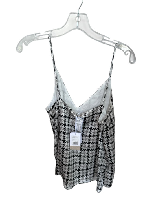 Cami NYC Size XS Black, White & Gray Silk Spaghetti Strap Houndstooth V Neck Top Black, White & Gray / XS