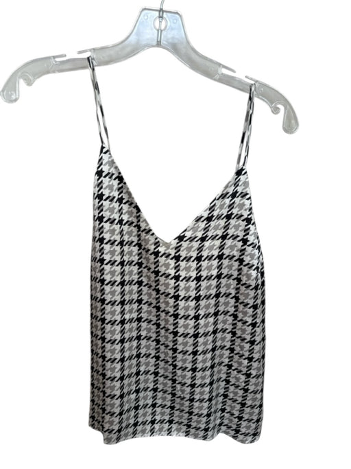 Cami NYC Size XS Black, White & Gray Silk Spaghetti Strap Houndstooth V Neck Top Black, White & Gray / XS