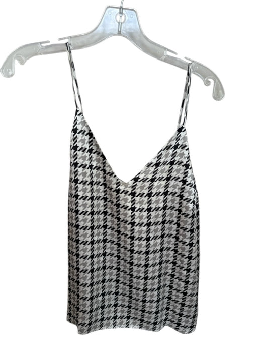 Cami NYC Size XS Black, White & Gray Silk Spaghetti Strap Houndstooth V Neck Top Black, White & Gray / XS