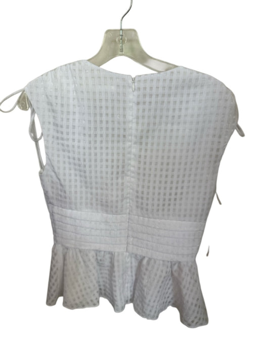 Amanda Uprichard Size S White Polyester Cap Sleeve Checkered Peplum Top White / S