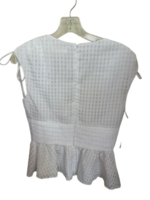 Amanda Uprichard Size S White Polyester Cap Sleeve Checkered Peplum Top White / S