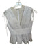 Amanda Uprichard Size S White Polyester Cap Sleeve Checkered Peplum Top White / S