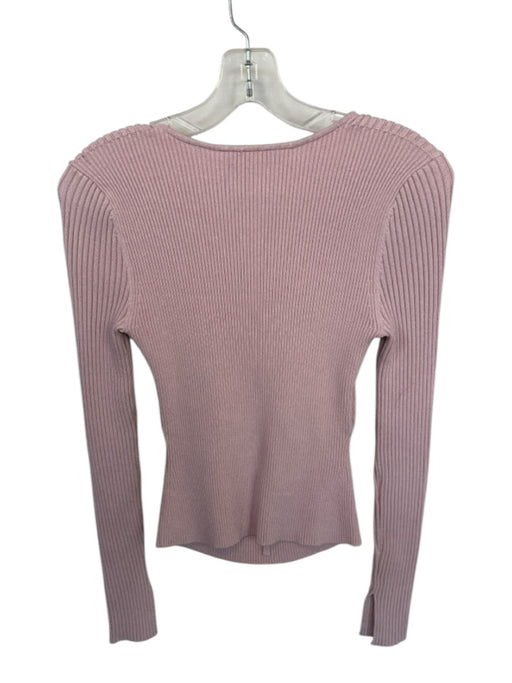 Jonathan Simkhai Size S Mauve Rayon Blend Long Sleeve Ribbed Front Tie Sweater Mauve / S