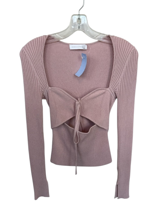 Jonathan Simkhai Size S Mauve Rayon Blend Long Sleeve Ribbed Front Tie Sweater Mauve / S