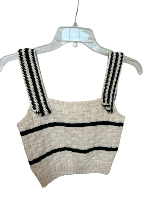 Rachel Comey Size S Cream & Black Pima Cotton Sleeveless Knit Cropped Top Cream & Black / S