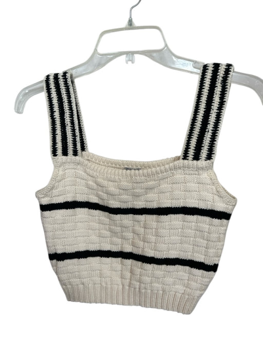 Rachel Comey Size S Cream & Black Pima Cotton Sleeveless Knit Cropped Top Cream & Black / S
