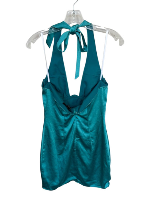 Hours Size S Teal Blue Polyester Halter Neck Underwire Mini Dress Teal Blue / S