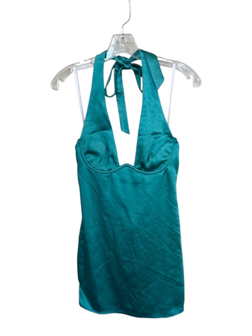 Hours Size S Teal Blue Polyester Halter Neck Underwire Mini Dress Teal Blue / S