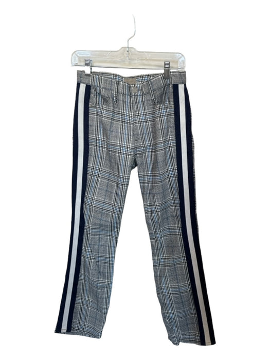 Mother Size 26 Gray & Navy Cotton Blend High Rise Plaid Side Stripes Pants Gray & Navy / 26