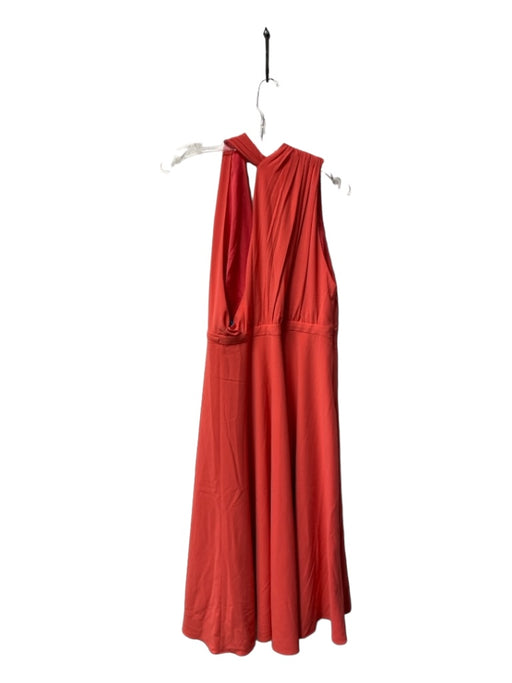 Halston Heritage Size 8 coral Polyester Blend V Neck Sleeveless Side Zip Dress coral / 8