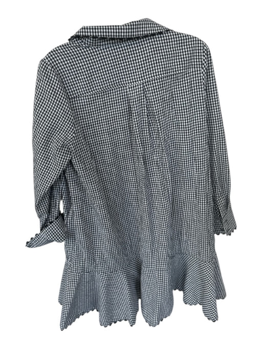 Tuckernuck Size M Black & White Cotton Long Sleeve Gingham Scalloped Hem Dress Black & White / M