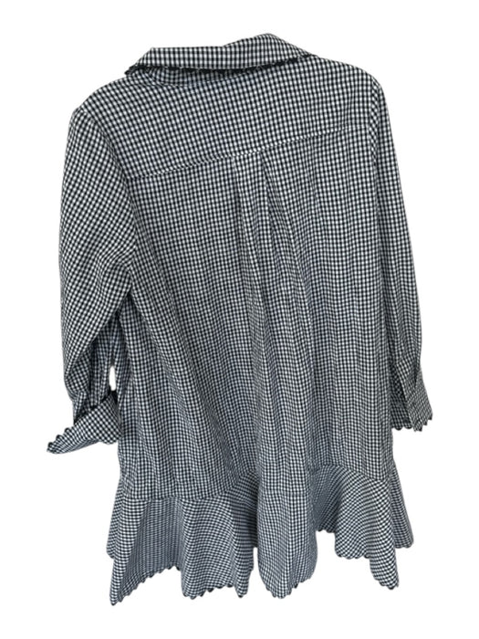 Tuckernuck Size M Black & White Cotton Long Sleeve Gingham Scalloped Hem Dress Black & White / M