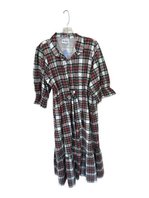 Holly Shae Design Size S/M Red & green Cotton Long Balloon Sleeve Buttons Dress Red & green / S/M
