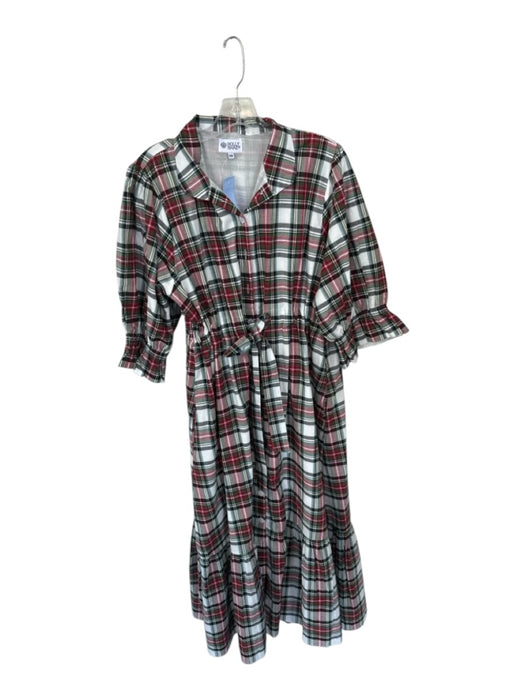 Holly Shae Design Size S/M Red & green Cotton Long Balloon Sleeve Buttons Dress Red & green / S/M
