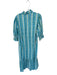 Holly Shae Design Size M/L Blue & Green Cotton Long Balloon Sleeve Buttons Dress Blue & Green / M/L