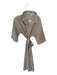 Size L Cream & Brown Cotton Blend Long Sleeve Grid Collar Belted Dress Cream & Brown / L