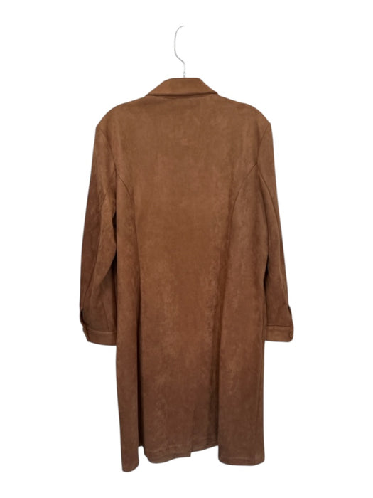 Draper & Damon's Size L Camel Vegan Suede Long Sleeve Buttons Knee Length Coat Camel / L