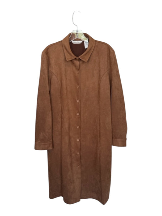 Draper & Damon's Size L Camel Vegan Suede Long Sleeve Buttons Knee Length Coat Camel / L