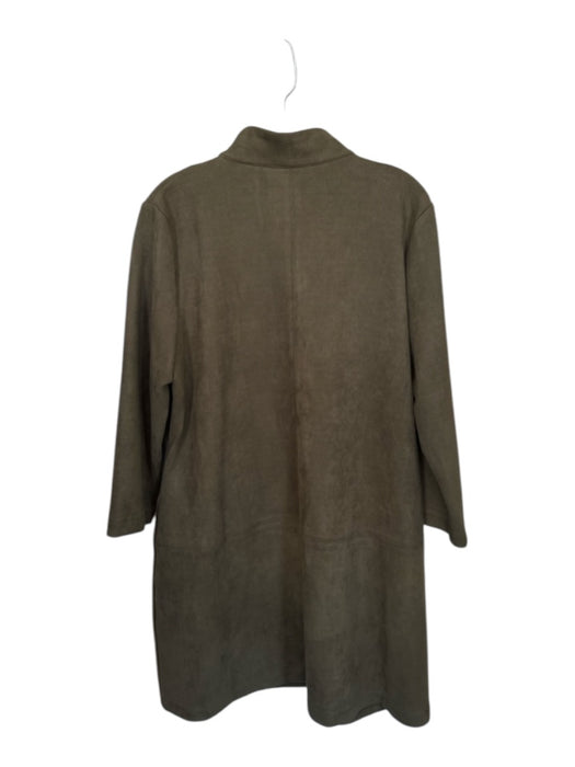 THML Size XL Olive Green Vegan Suede Long Sleeve V Neck Dress Olive Green / XL