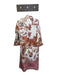 Maude Vivante Size L Cream & Brown Cotton Long Sleeve Leaves Button Down Dress Cream & Brown / L