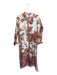 Maude Vivante Size L Cream & Brown Cotton Long Sleeve Leaves Button Down Dress Cream & Brown / L