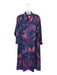 Maude Vivante Size L Navy & Magenta Cotton Long Sleeve Botanical Snakes Dress Navy & Magenta / L