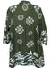 Maude Vivante Size XL Green & Cream Cotton Flowers Long Sleeve Button Down Dress Green & Cream / XL