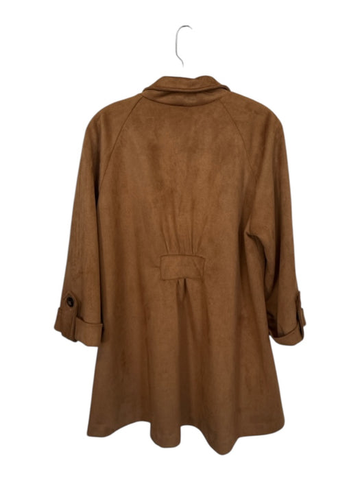 Boho Chic Size XL Brown Vegan Suede Long Sleeve Buttons Knee Length Coat Brown / XL