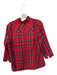 Tuckernuck Size L plaid Polyester V Neck Collared Long Sleeve Side Slit Blouse plaid / L