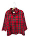 Tuckernuck Size L plaid Polyester V Neck Collared Long Sleeve Side Slit Blouse plaid / L