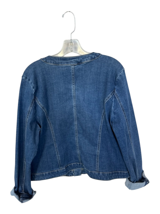 FDJ Size L Denim Cotton Blend Front Button Gold Button Detail Scoop neck Jacket Denim / L