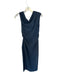 Loft Size 6P Dusty Navy Blue Lycocell cinch waist Asymmetric Side Zip Maxi Dress Dusty Navy Blue / 6P
