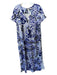 CK Bradley Size XL Navy & white Polyester Blend Cap Sleeve Back Zip Maxi Dress Navy & white / XL