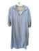 Emily McCarthy Size XL Blue & White Cotton Short Balloon Sleeve Striped Dress Blue & White / XL