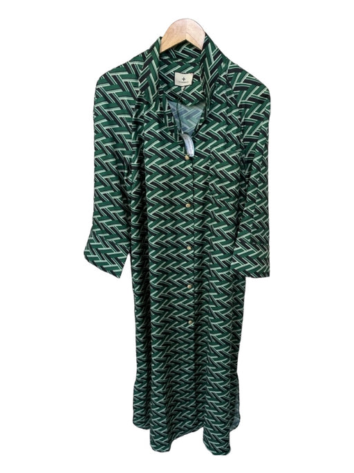 Tuckernuck Size XL Green & Black Polyester Long Sleeve V Maxi Dress Green & Black / XL