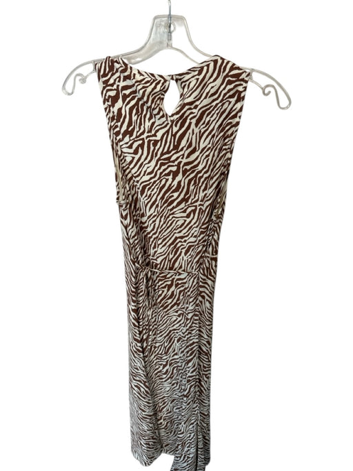 Wayf Size M Brown & White Rayon & Polyester Zebra Print Maxi Sleeveless Dress Brown & White / M
