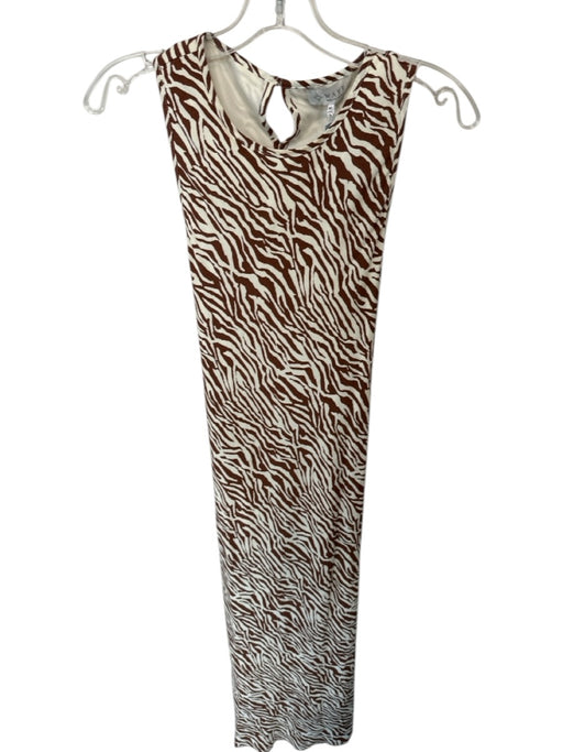 Wayf Size M Brown & White Rayon & Polyester Zebra Print Maxi Sleeveless Dress Brown & White / M