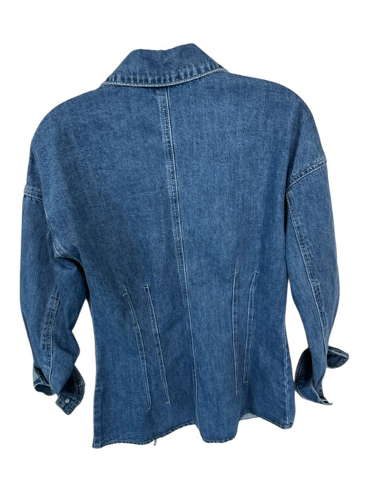 Torn By Ronny Kobo Size M Med Dark Wash Cotton Blend Front Button Collar Jacket Med Dark Wash / M