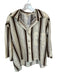 Magaschoni Size M Cream & Brown Linen Stripe Button Down 3/4 Sleeve Top Cream & Brown / M
