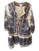 House of Harlow Size M Brown & Blue Cotton Long Sleeve lace up Paisley Dress Brown & Blue / M